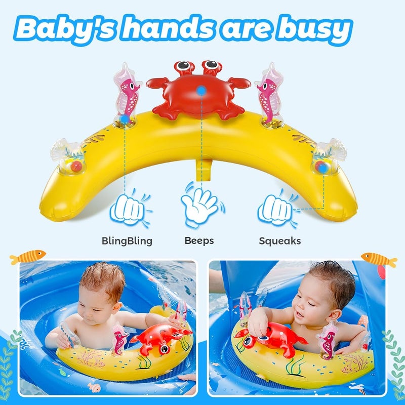 LAYCOL Baby Pool Float with UPF50+ Sun Protection Canopy & Toy Play Console，Infant Baby Float for Pool，Adjustable Safety Seat，Toddler Float for 6-24 Months - Image 3